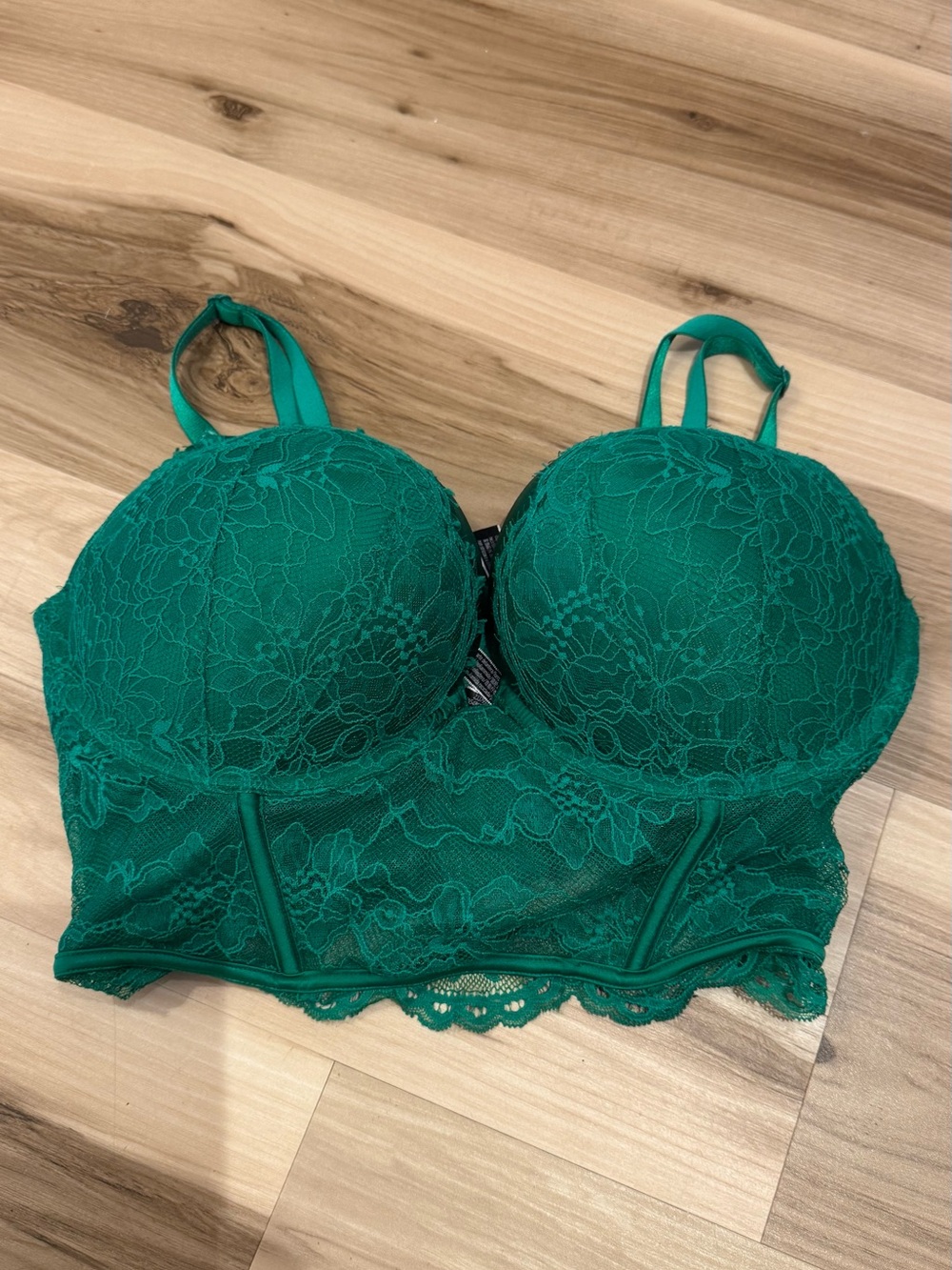 Victoria's Secret Very sexy push up corset Emerald Green Lace Longline Bra 36D
